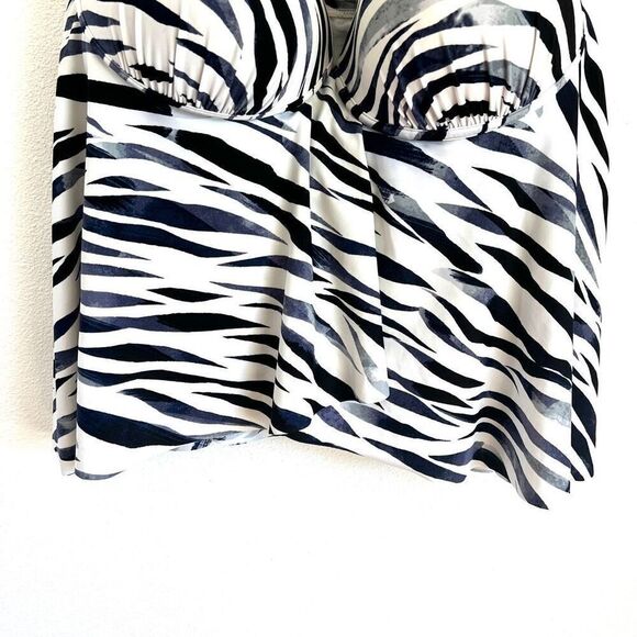 Swimsuits For All zebra Print Tankini Top Black White Gray Size 24 - Picture 7 of 15